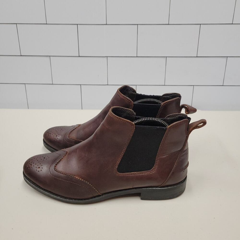 Sperry Top-Sider Womens 9 Brown Leather Chelsea Ankle Boots Brogue Wingtip